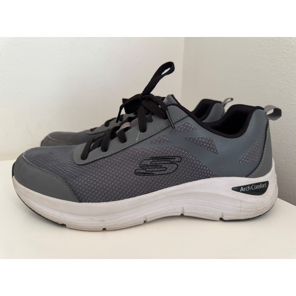 Skechers Arch Comfort Mens 12 Charcoal Black Walking Shoes SN 16909 CCBK